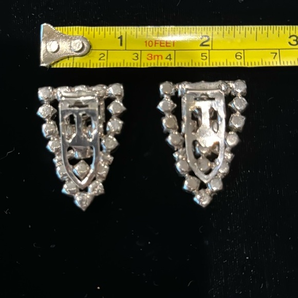 Vintage Clear Rhinestone Dress Clips Marked STERLING AS-IS - Picture 8 of 9